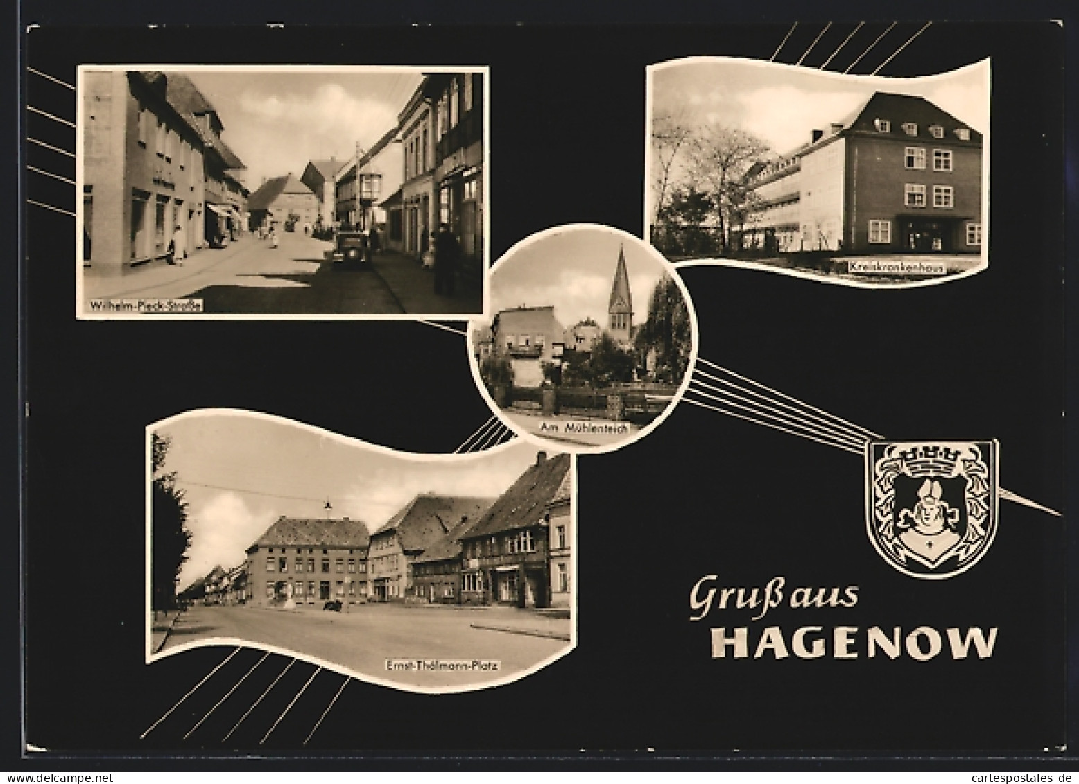 AK Hagenow, Wilhelm-Pieck-Strasse, Ernst-Thälmann-Platz, Kreiskrankenhaus