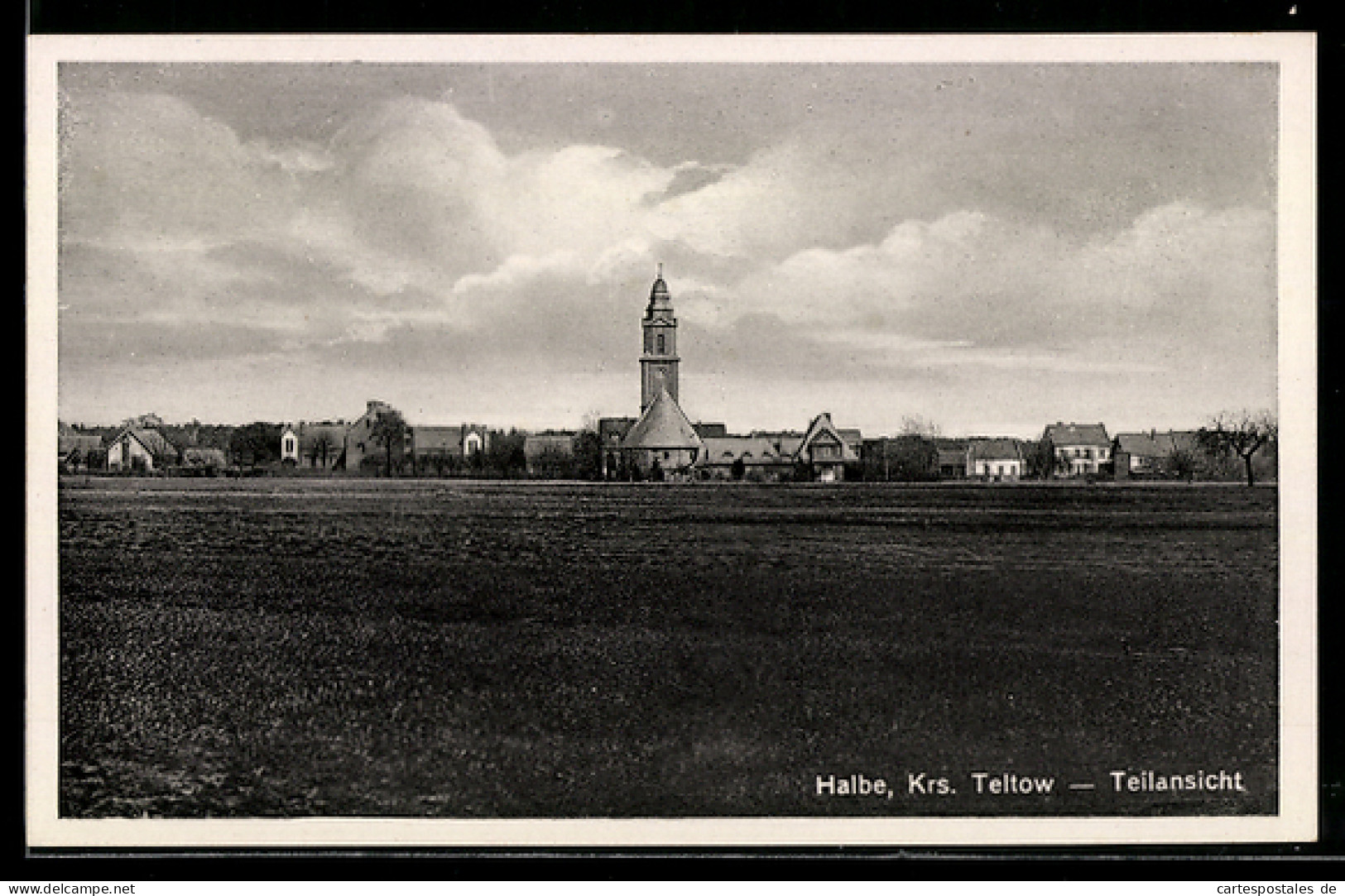 AK Halbe /Teltow, Teilansicht mit Kirche, Panorama