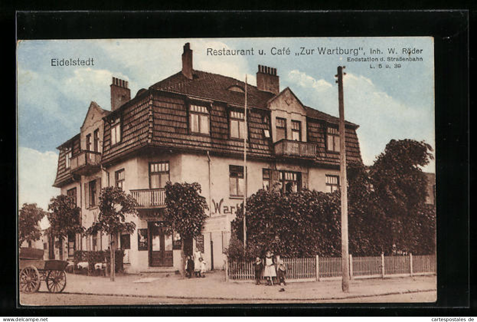 AK Hamburg-Eidelstedt, Restaurant u. Cafe zur Wartburg W. Röder, Strassenansicht