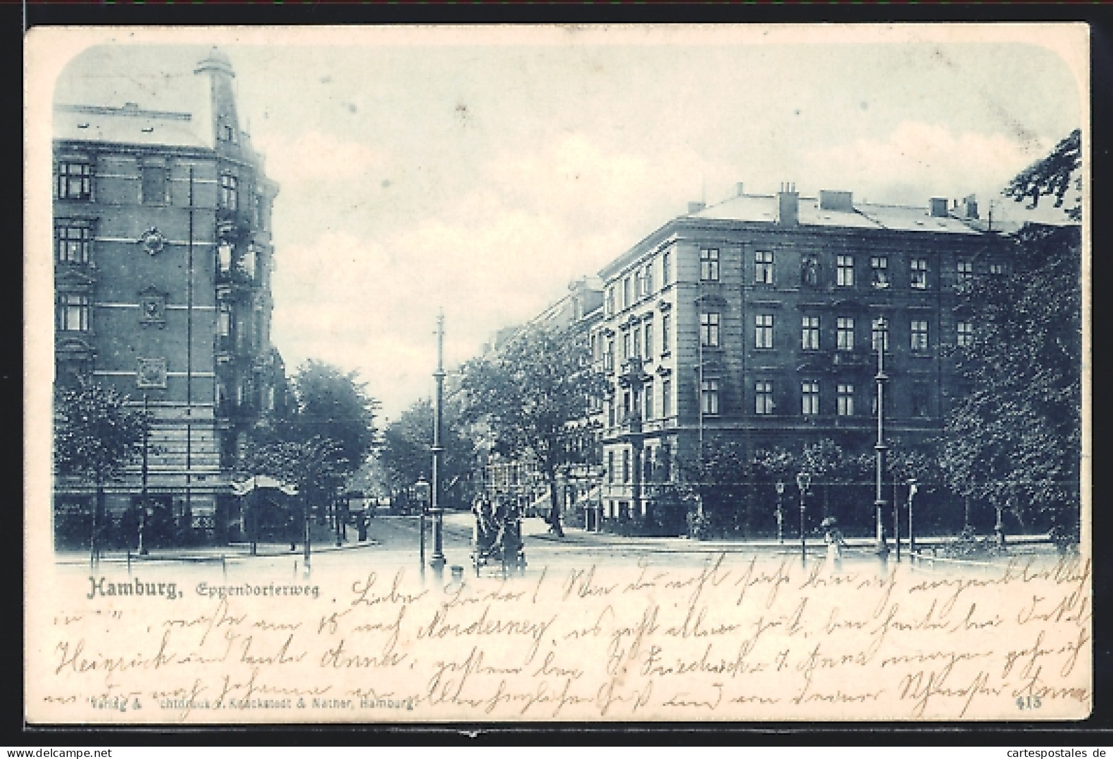 AK Hamburg-Eimsbüttel, Blick in den Eppendorferweg