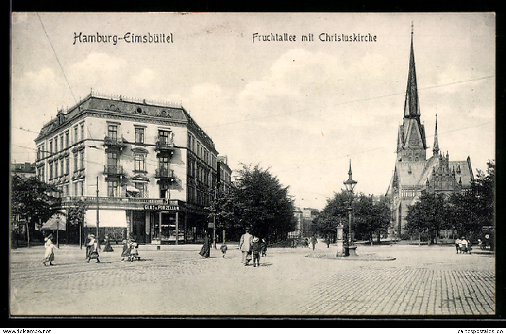 AK Hamburg-Eimsbüttel, Fruchtallee mit Christuskirche