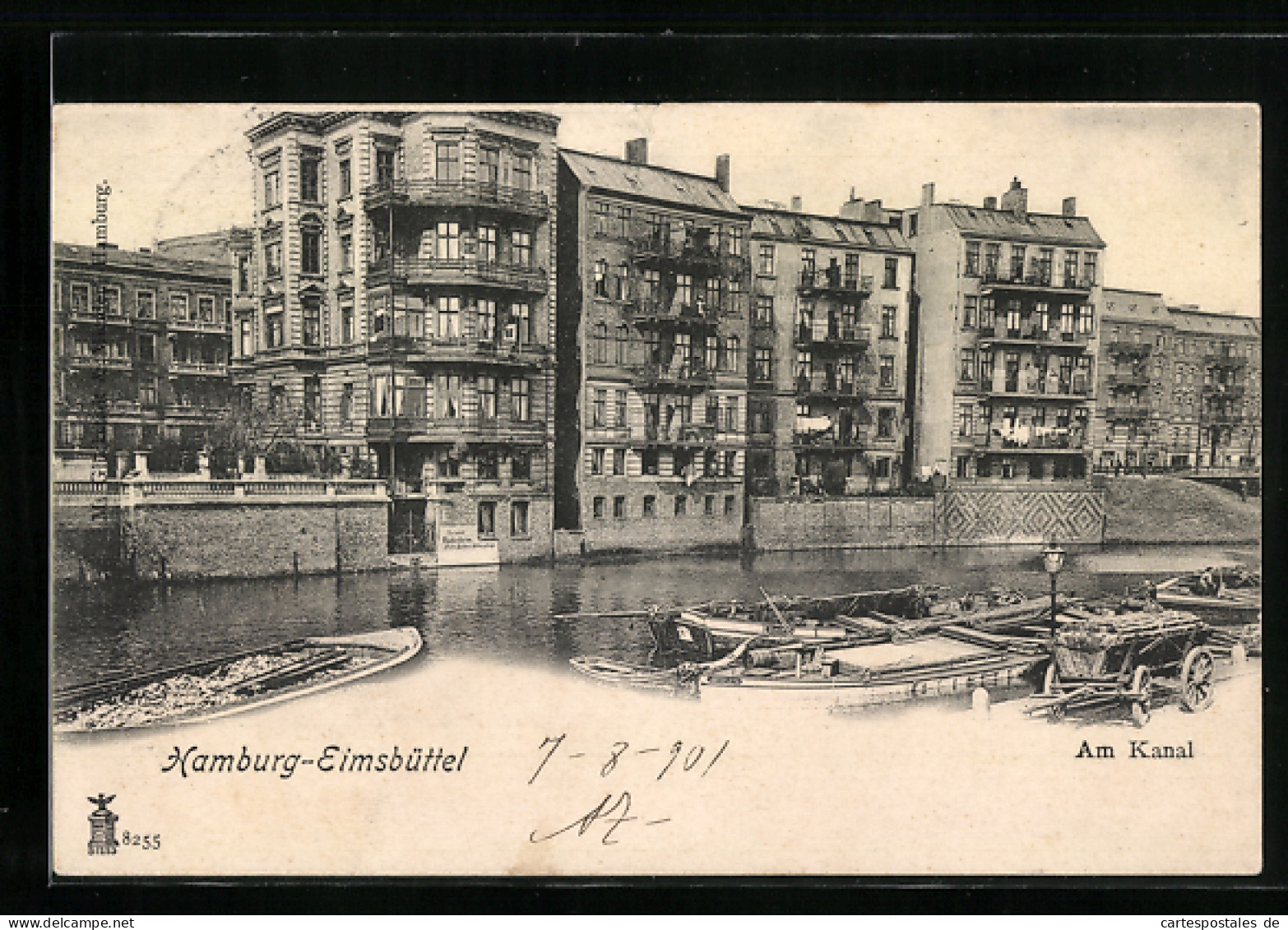 AK Hamburg-Eimsbüttel, Häuser am Kanal