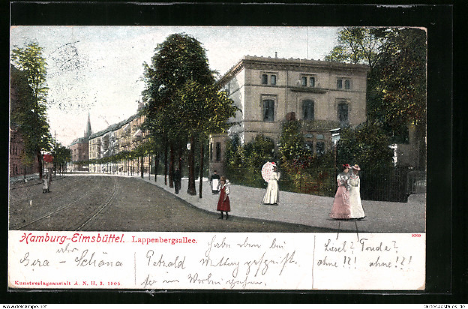 AK Hamburg-Eimsbüttel, Lappenbergsalle mit Passanten