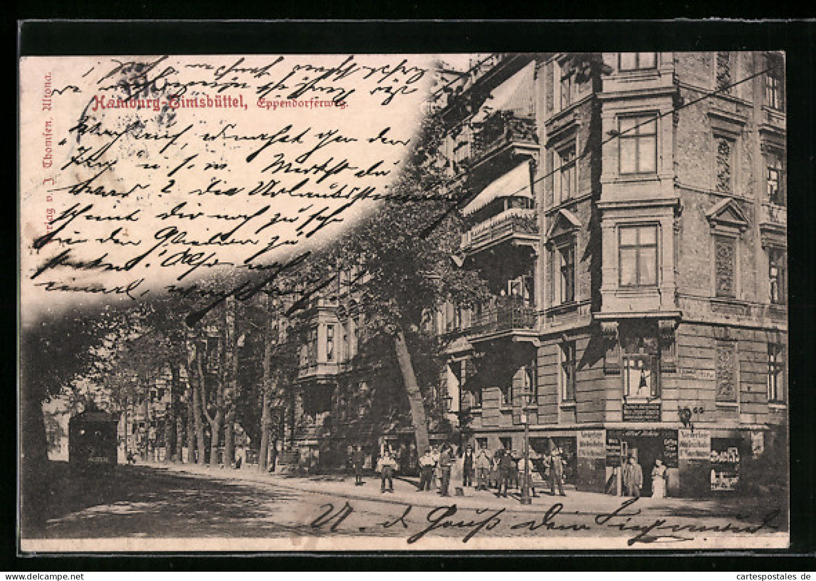 AK Hamburg-Eimsbüttel, Strasse Eppendorferweg mit Geschäften