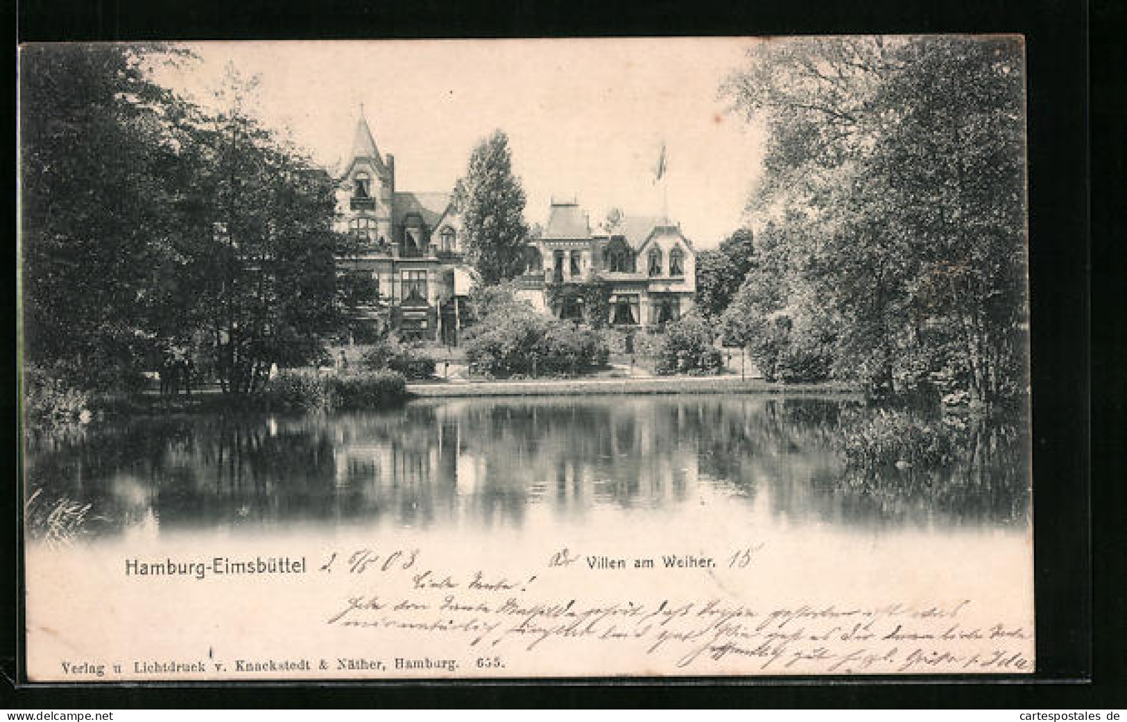 AK Hamburg-Eimsbüttel, Villen am Weiher