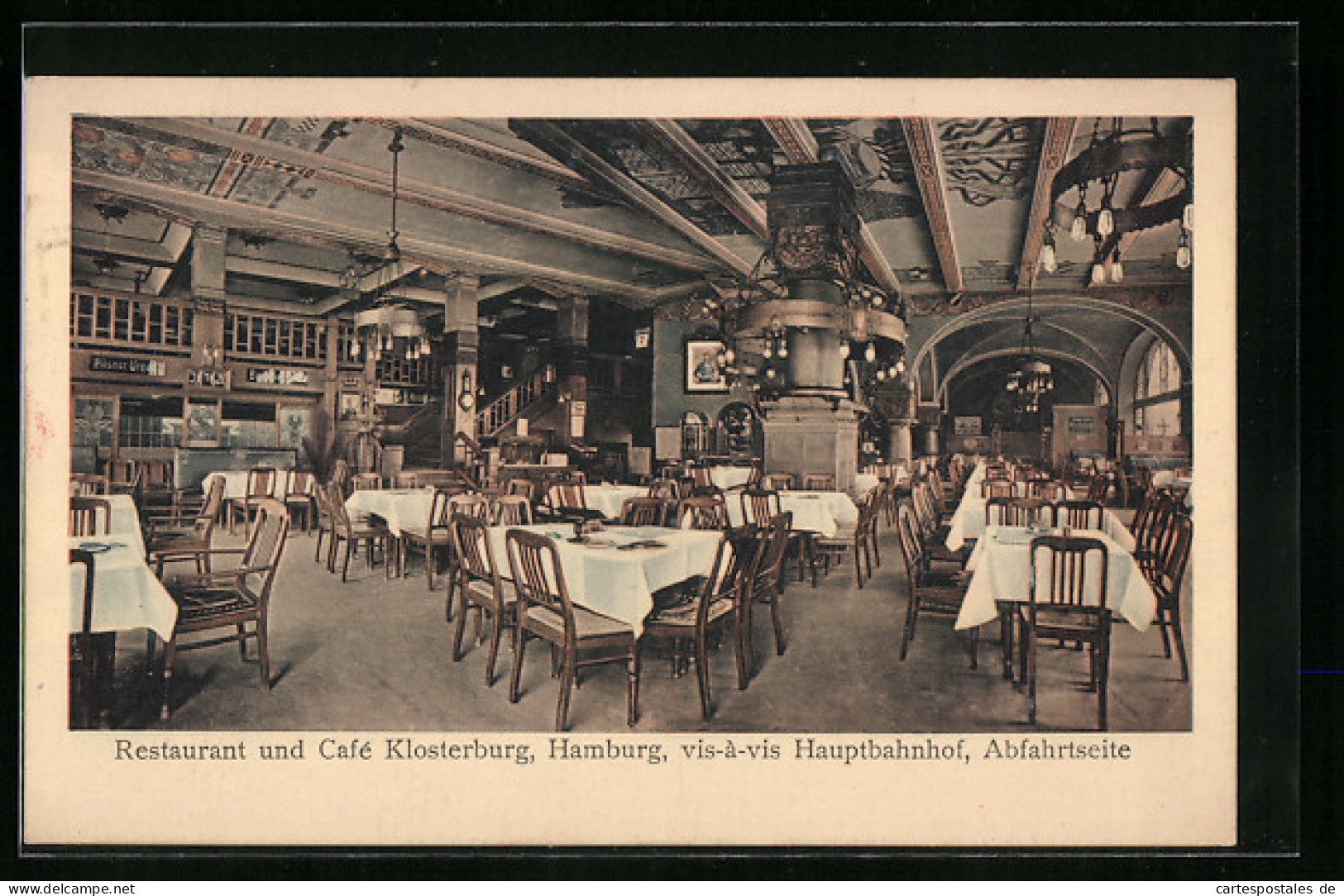 AK Hamburg, Innenansicht des Restaurants und Cafés Klosterburg