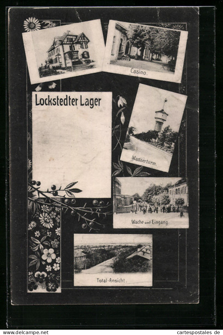 AK Hamburg-Lokstedt, Lockstedter Lager, Totalansicht, Wache und Eingang, Wasserturm, Casino