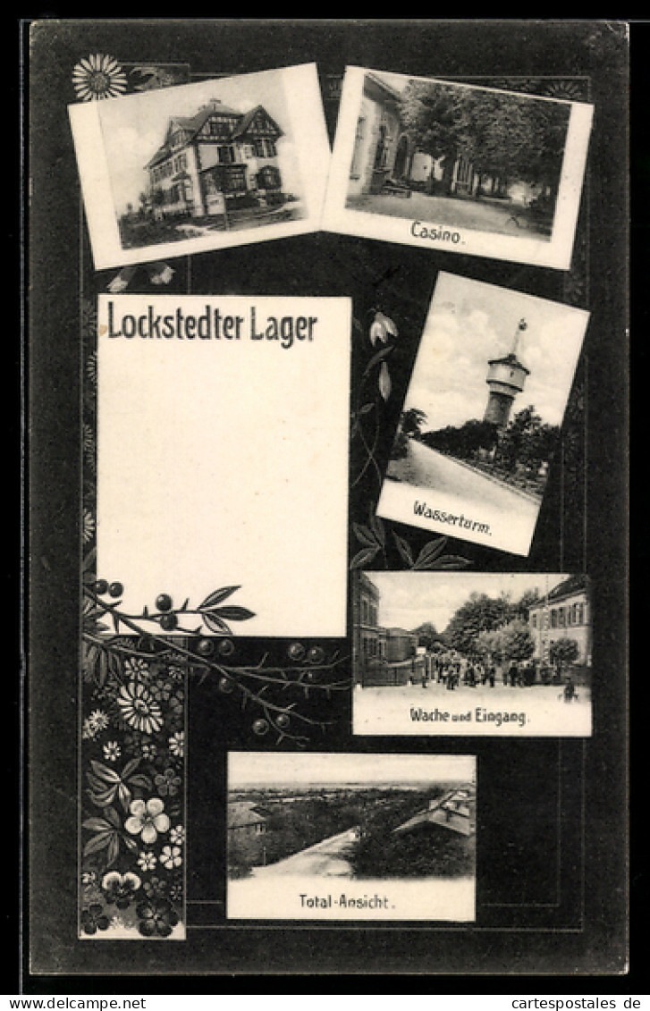 AK Hamburg-Lokstedt, Lockstedter Lager, Totalansicht, Wache und Eingang, Wasserturm, Casino