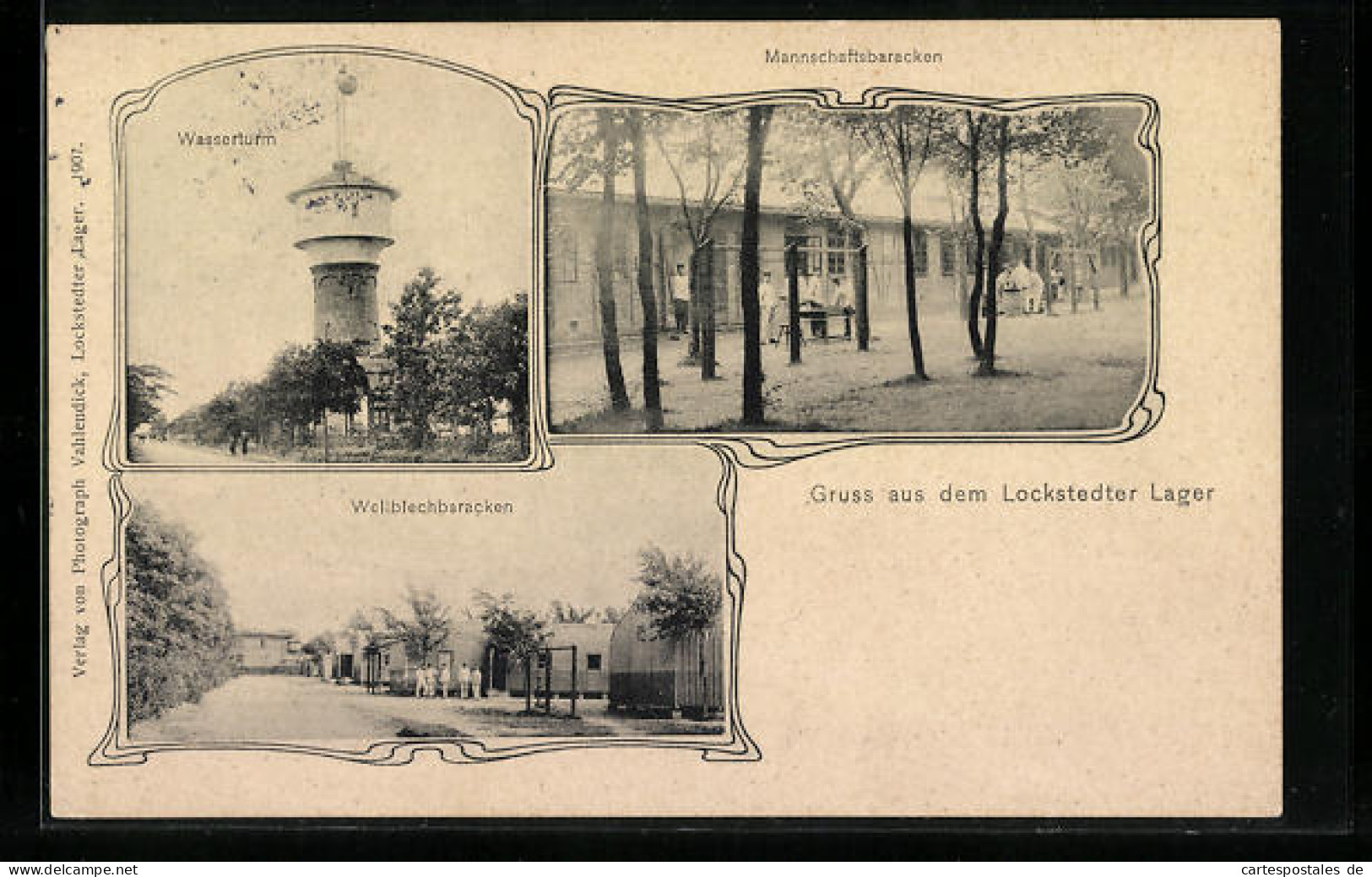 AK Hamburg-Lokstedt, Lockstedter Lager, Wasserturm, Mannschaftsbaracken und Wellblechbaracken