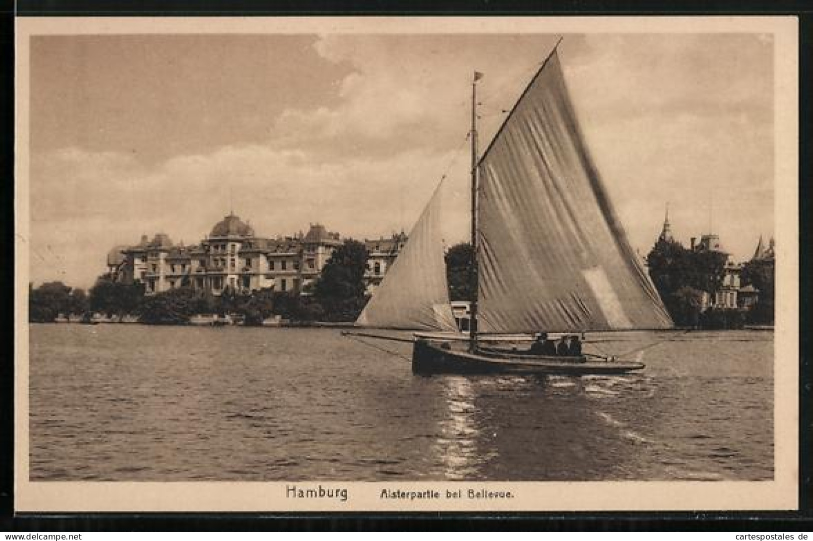 AK Hamburg-Winterhude, Alsterpartie bei Bellevue