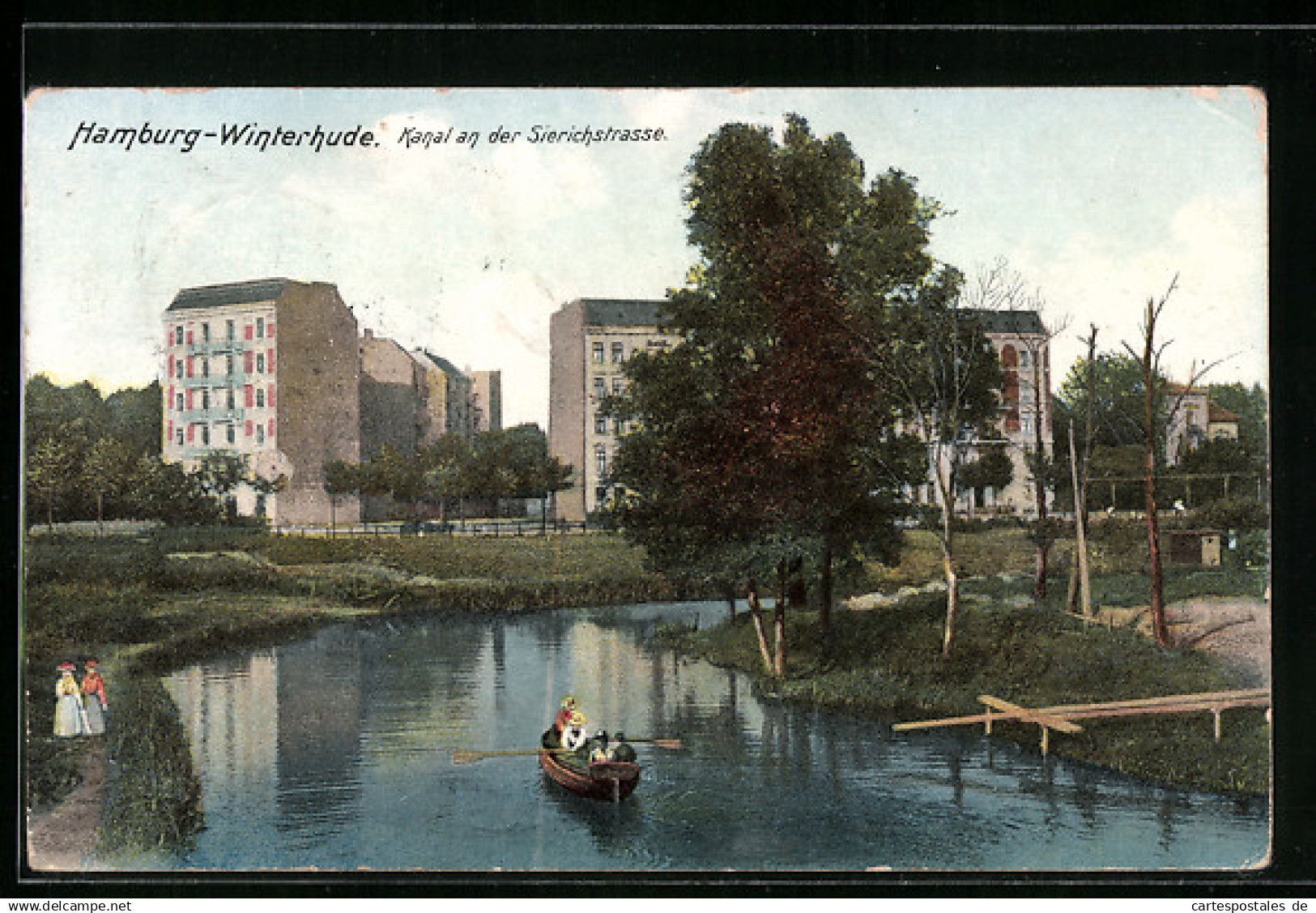 AK Hamburg-Winterhude, Kanal an der Sierichstrasse