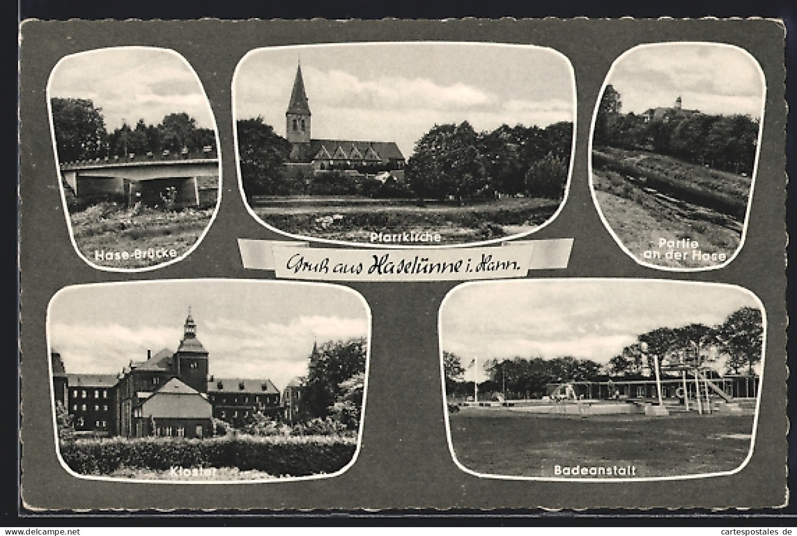 AK Haselünne i. Hann., Hasebrücke, Pfarrkirche, Kloster