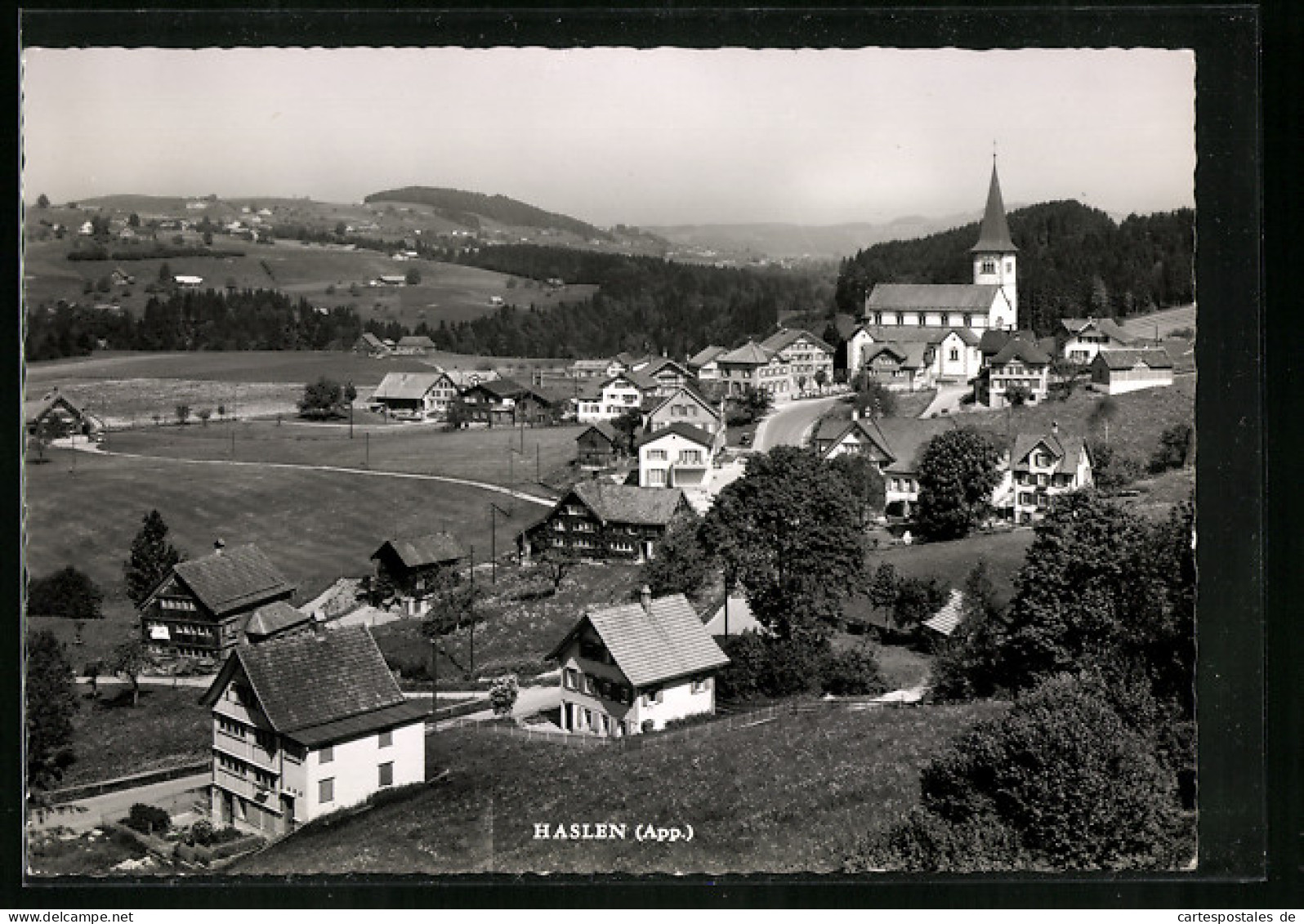 AK Haslen b. App., Ortspartie mit der Kirche