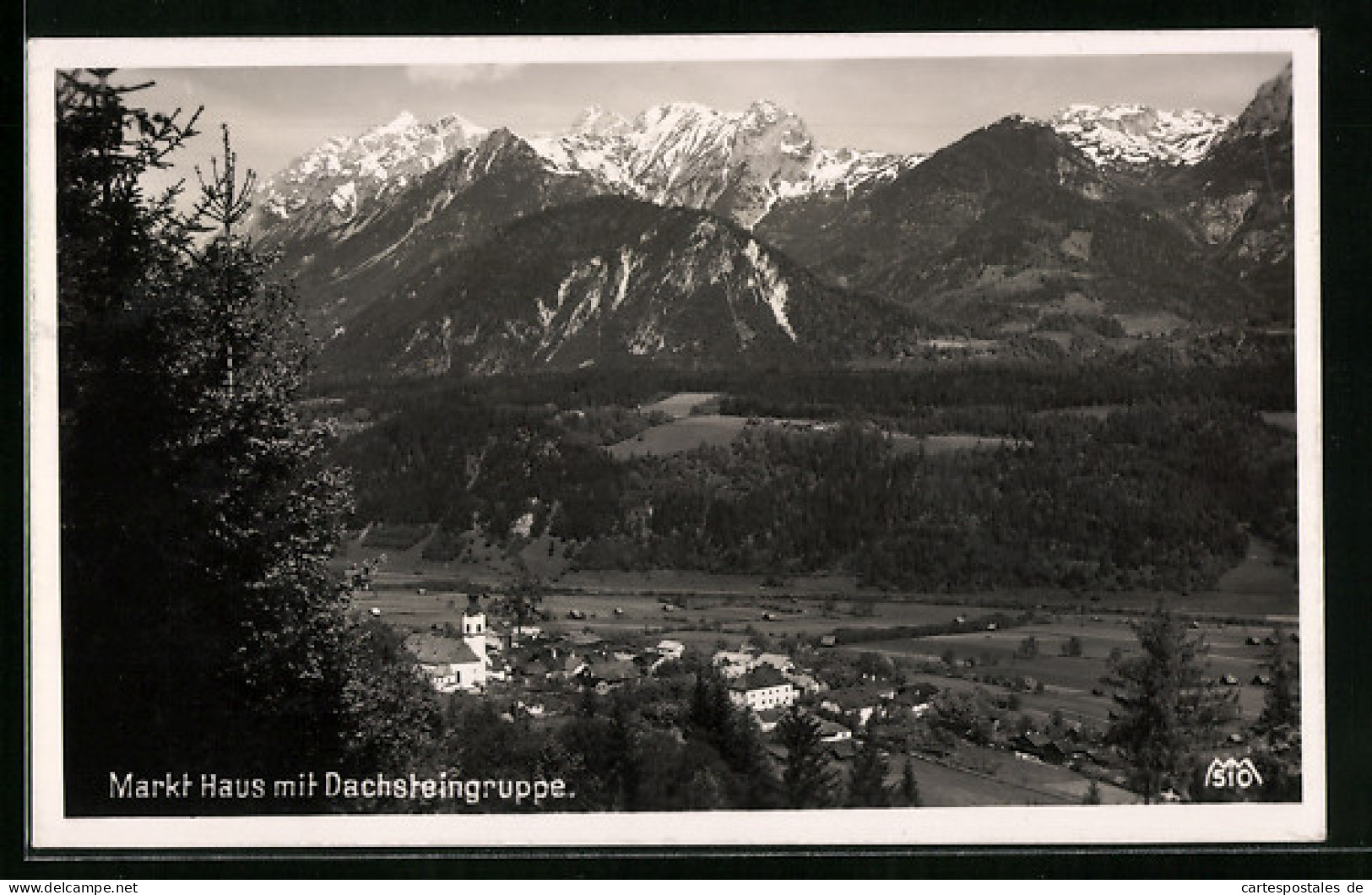 AK Haus im Ennstal, Ortsansicht mit Dachsteingruppe