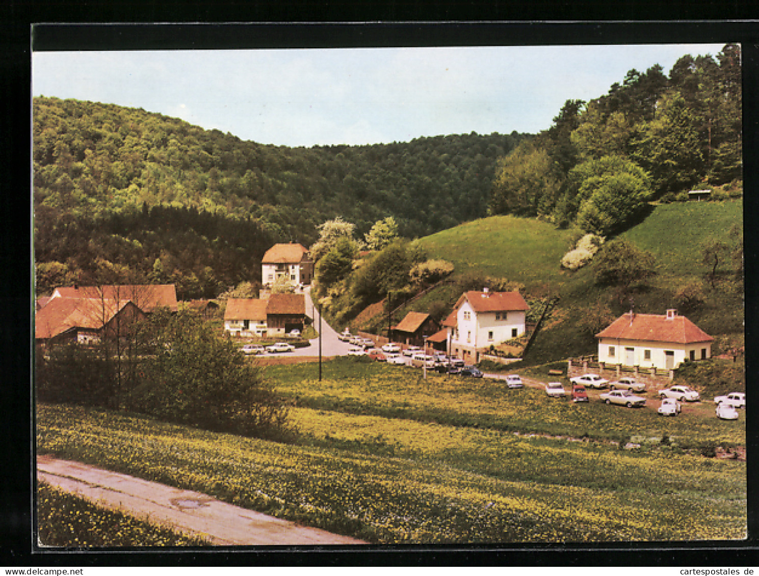 AK Heckmühle üb. Gemünden /Main, Ortsansicht mit Gasthaus und Pension Heckmühle