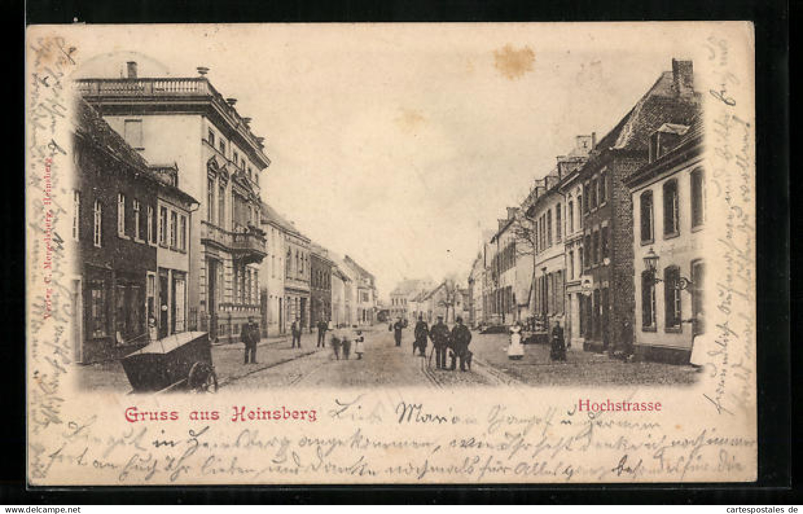 AK Heinsberg, Hochstrasse mit Passanten