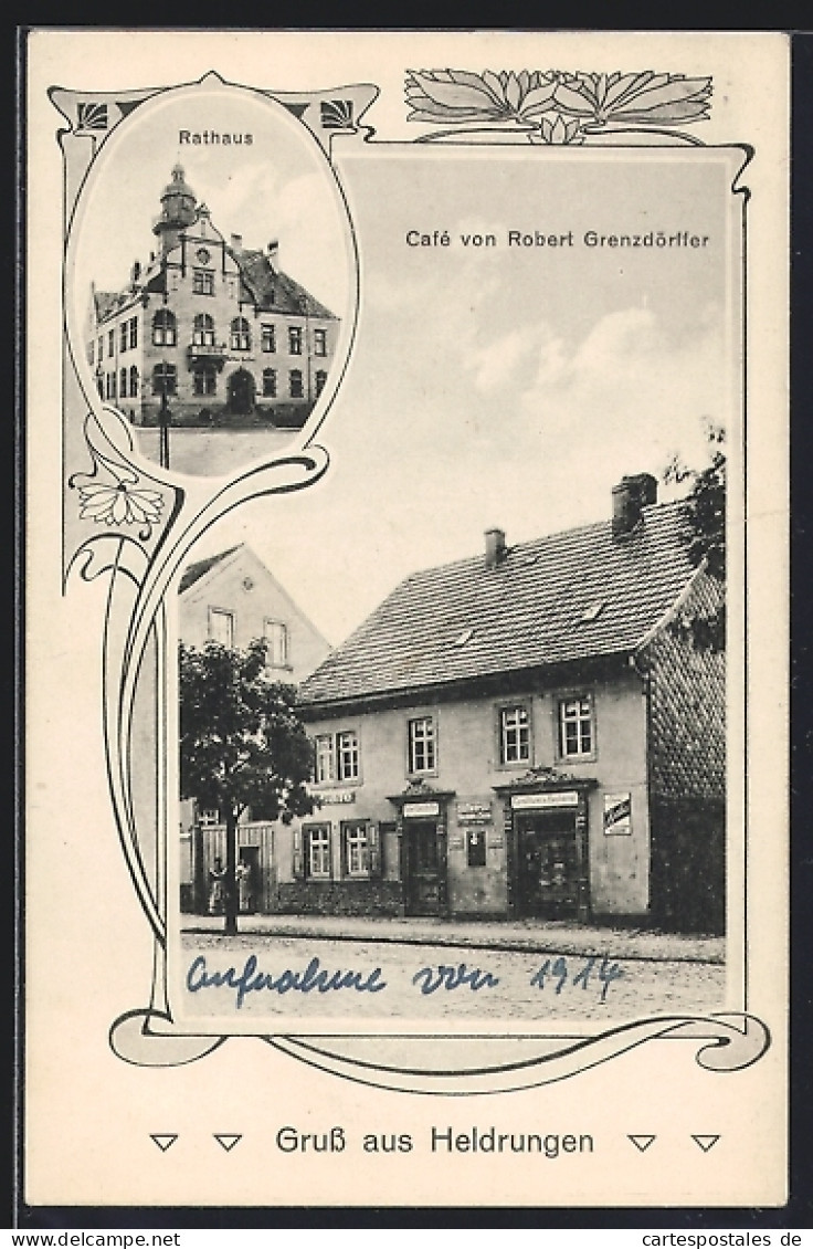 AK Heldrungen, Café von Robert Grenzdörffer, Rathaus