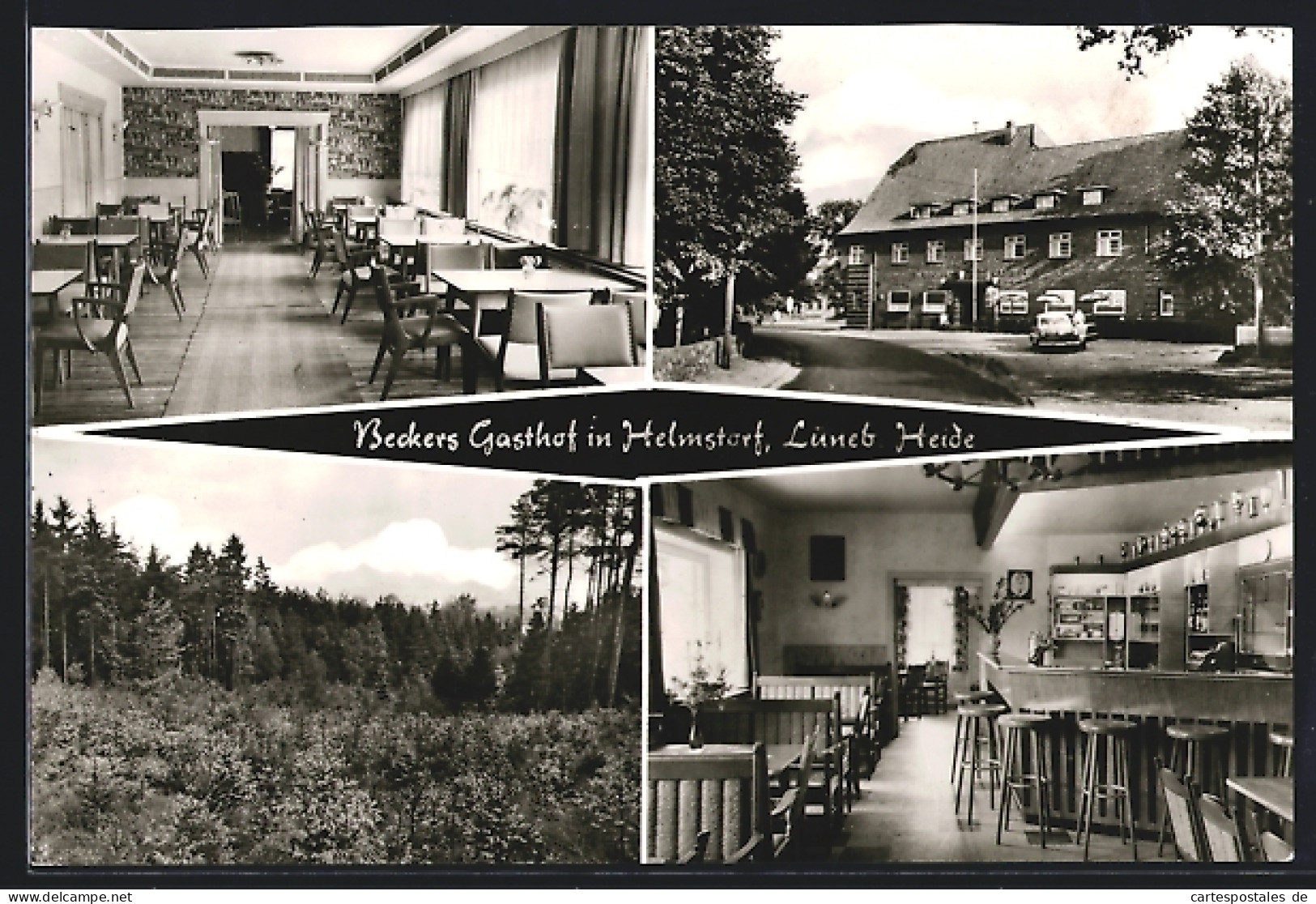 AK Helmstorf / Seevetal, Beckers Gasthof, Innen- u. Aussenansicht