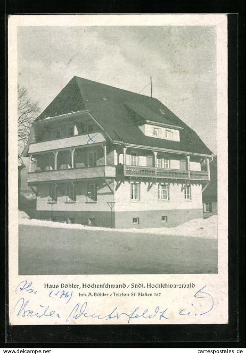 AK Höchenschwand /Hochschwarzwald, Hotel Haus Böhler