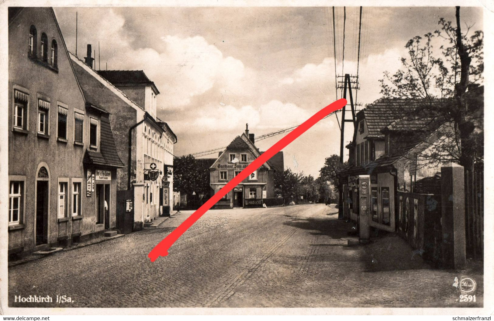 AK Hochkirch Gasthof zum alten Fritz Tankstelle ? a Cunewalde Pommritz Kuppritz Bautzen Löbau Sornssig Kubschütz Plotzen
