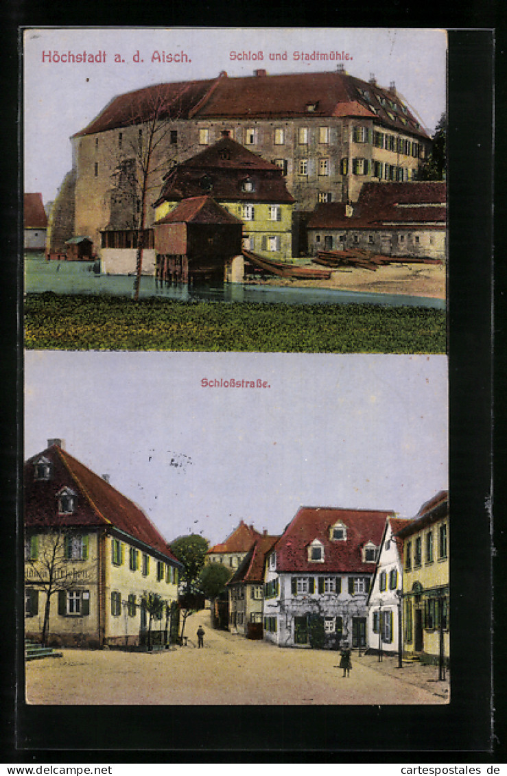 AK Höchstadt a. d. Aisch, Schloss und Stadtmühle, Partie in der Schlossstrasse