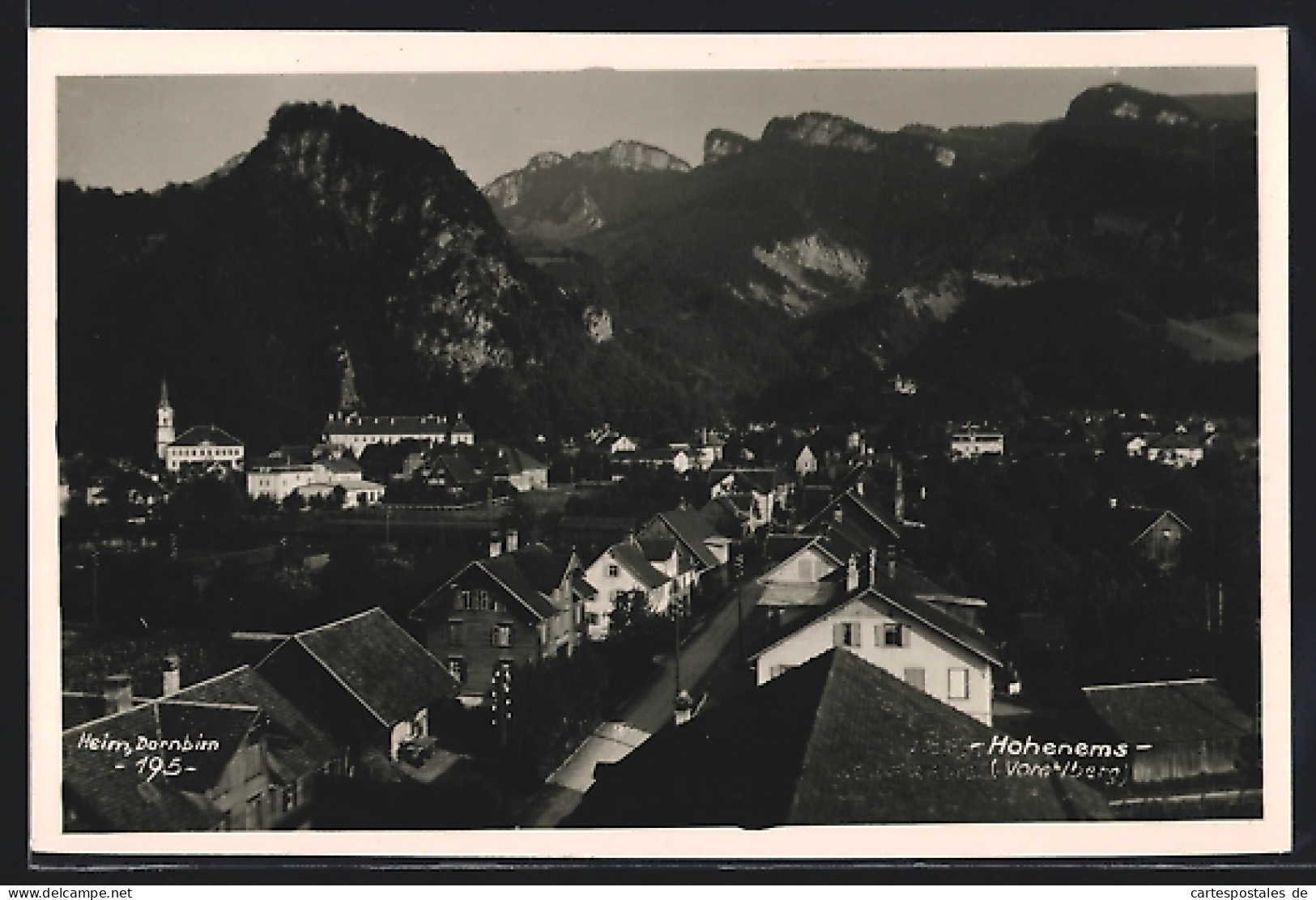 AK Hohenems, Gesamtansicht aus der Vogelschau