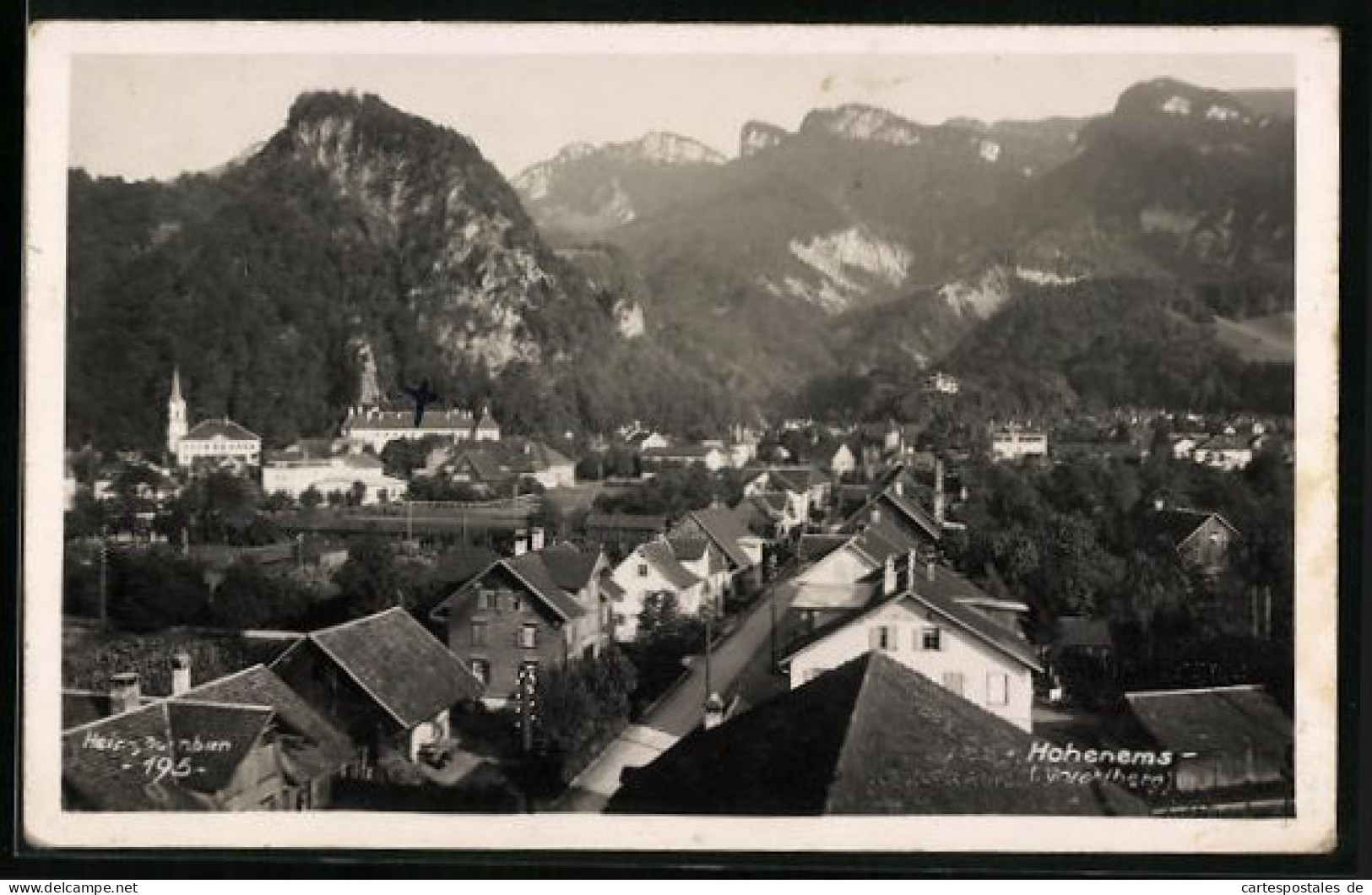 AK Hohenems, Ortsansicht aus der Vogelschau