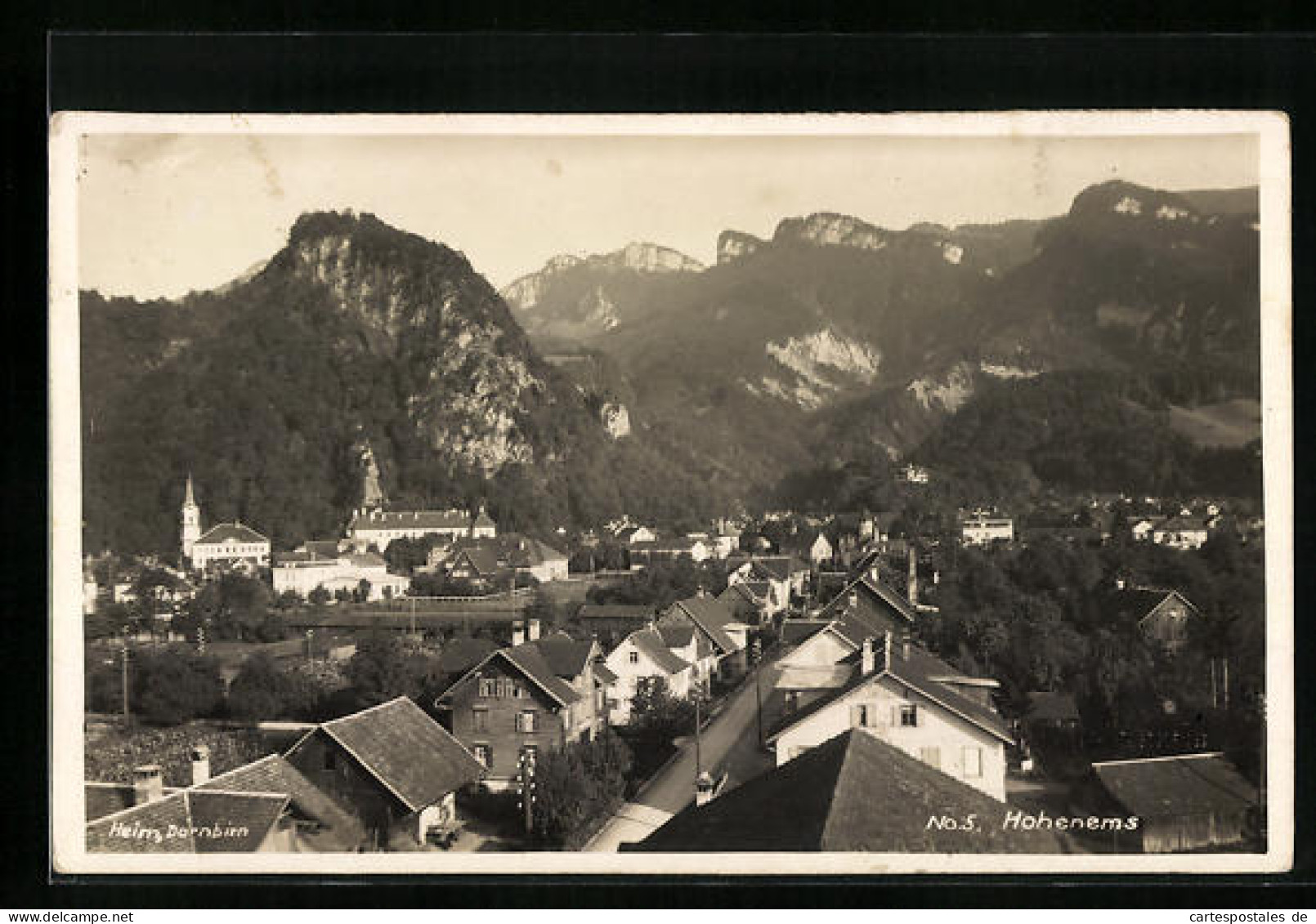 AK Hohenems, Ortsansicht mit Kirche