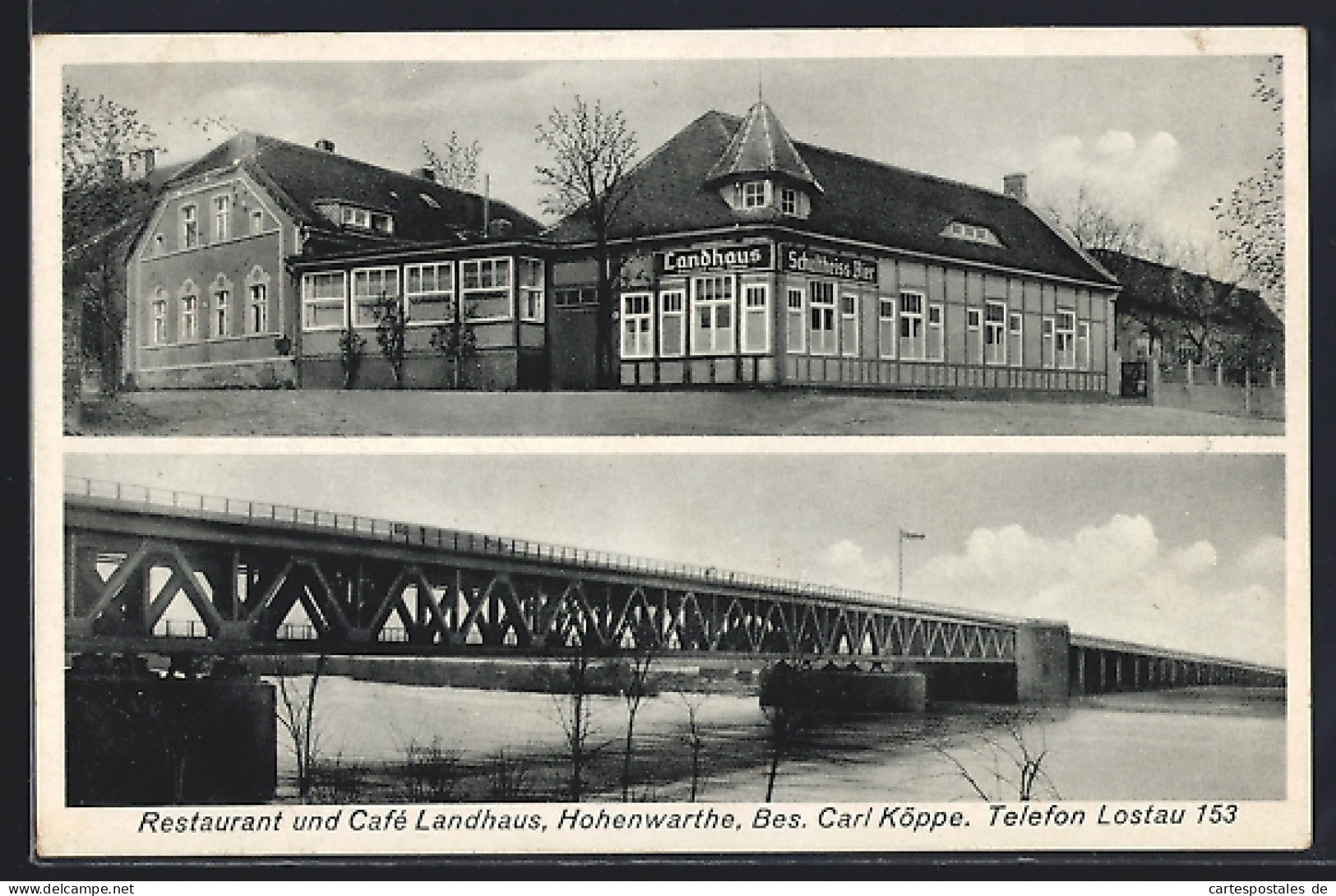 AK Hohenwarte, Restaurant und Café Landhaus, Bes. Carl Köppe, Brücke