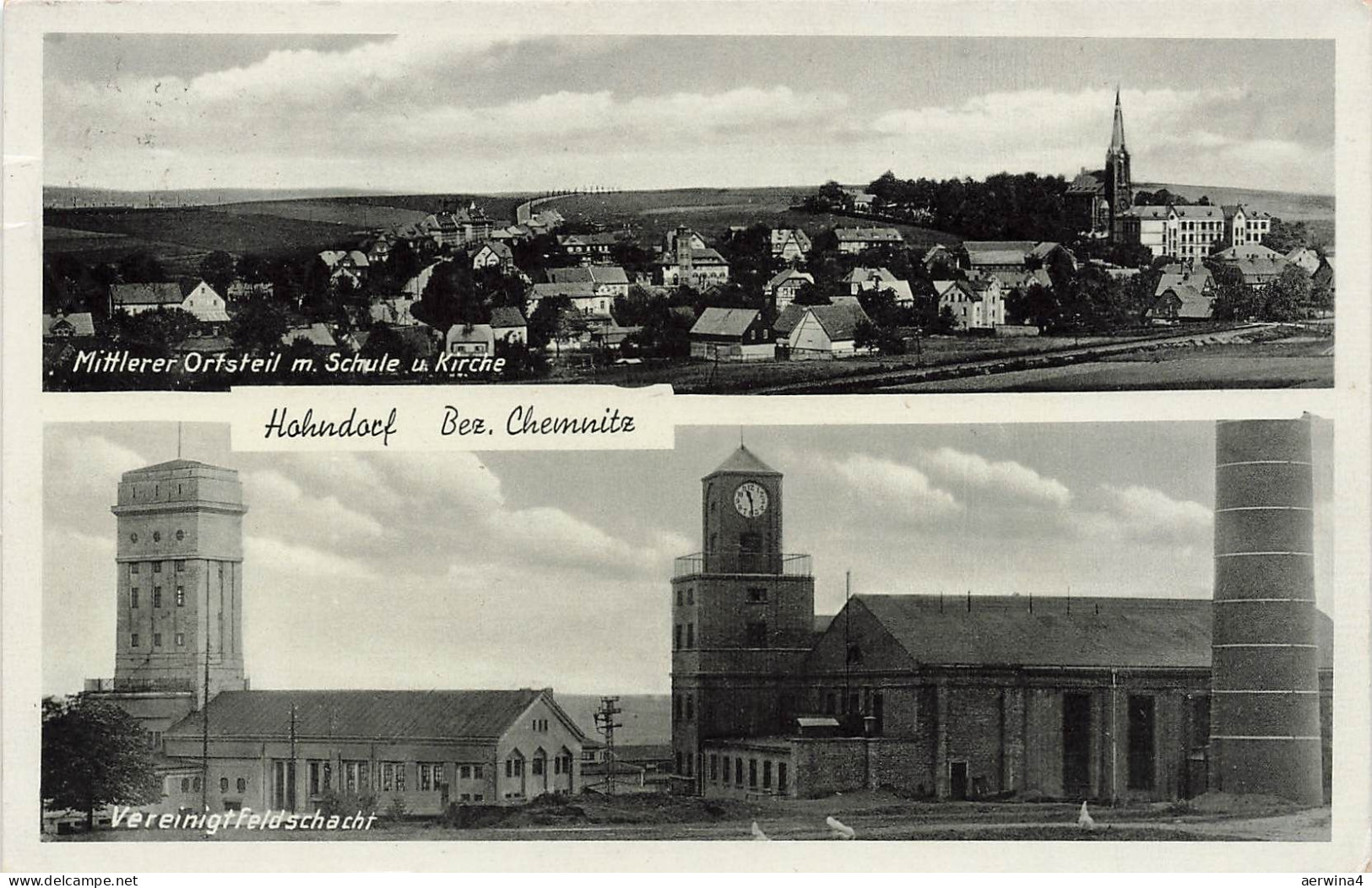 AK Hohndorf Mittlerer Ortsteil Vereinigter Feldschacht Sachsen 1943 Postkarte