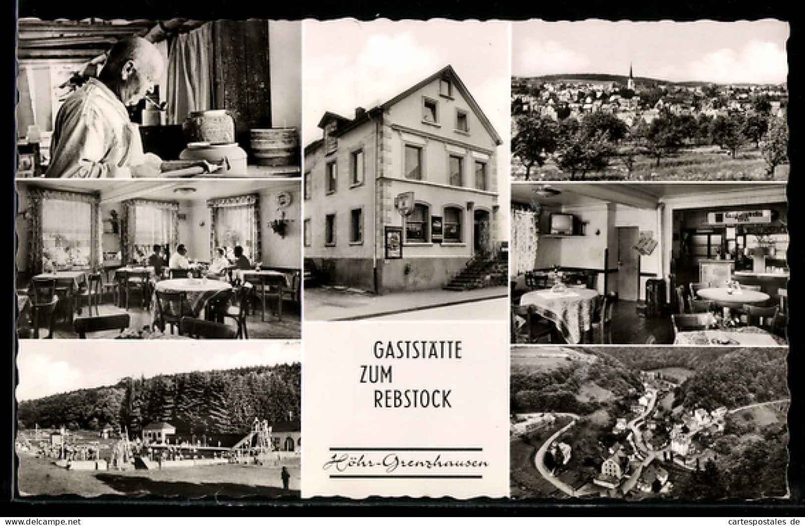 AK Höhr-Grenzhausen, Gasthaus Zum Rebstock, Inh. Josef Kaufmann, Innenansichten, Ortsansicht