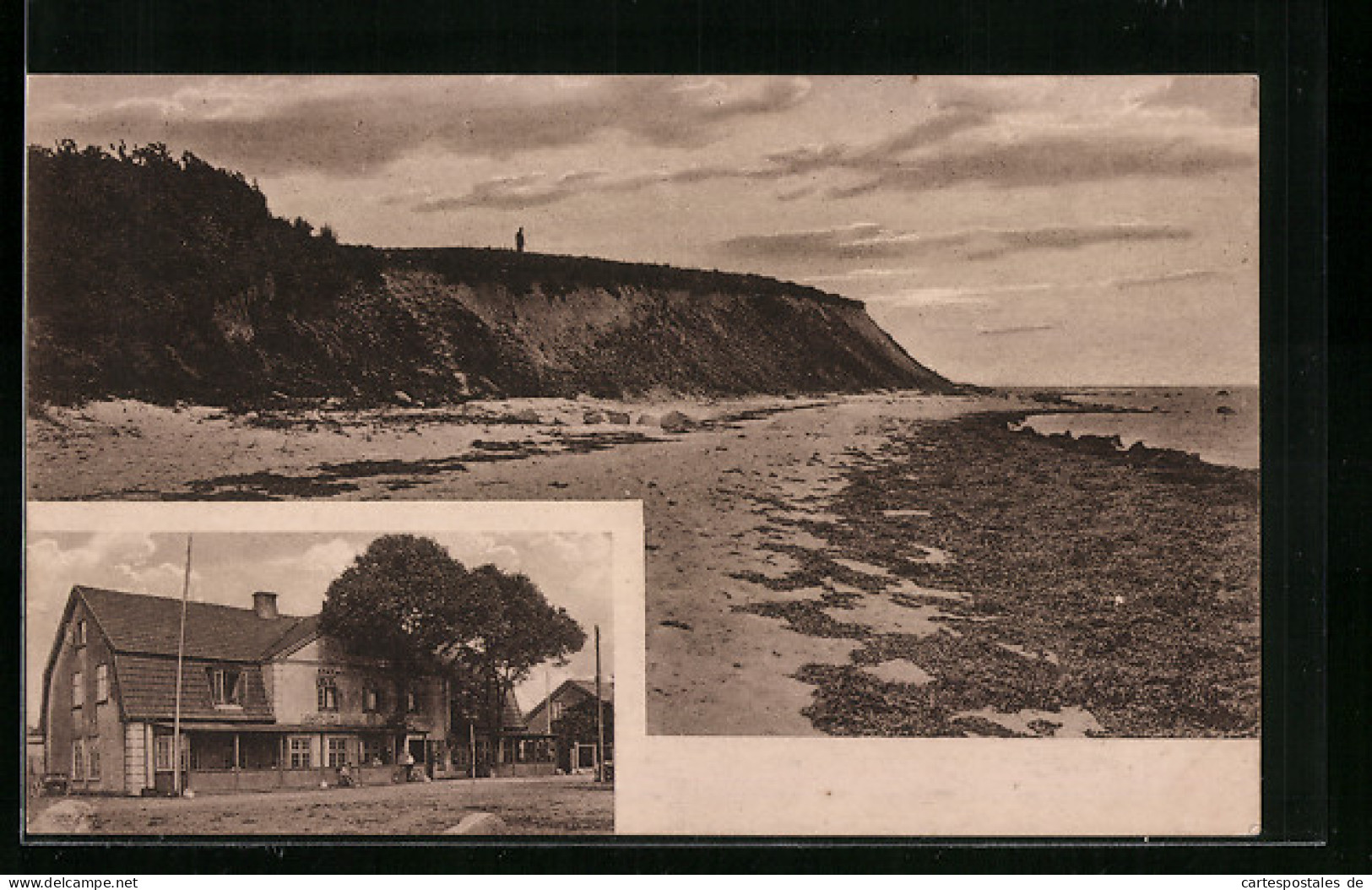 AK Hohwacht b. Lütjenburg, Strandpartie mit Hotel