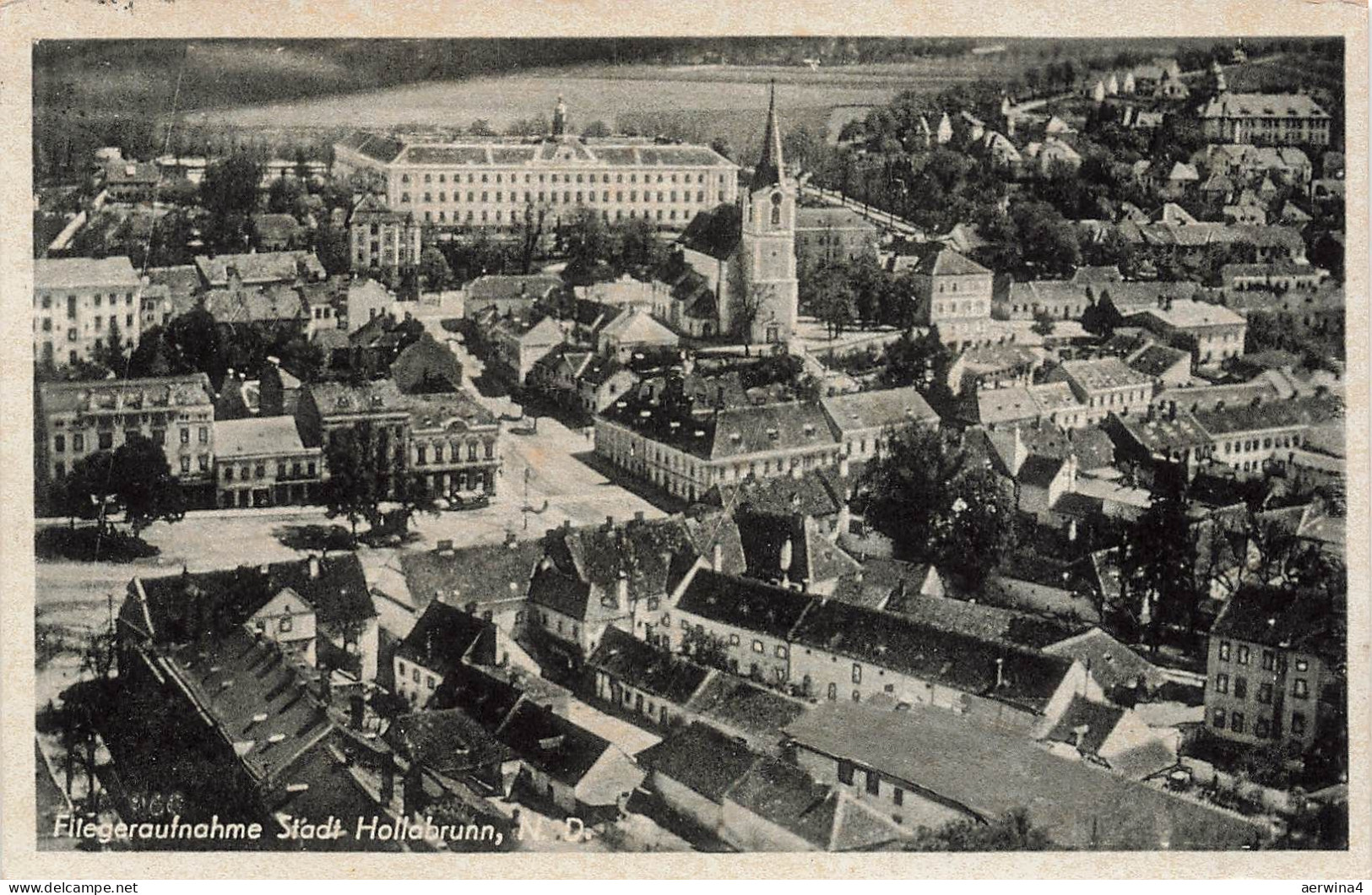 AK Hollabrunn Fliegeraufnahme Ortsansicht Österreich 1941 gelaufen Postkarte