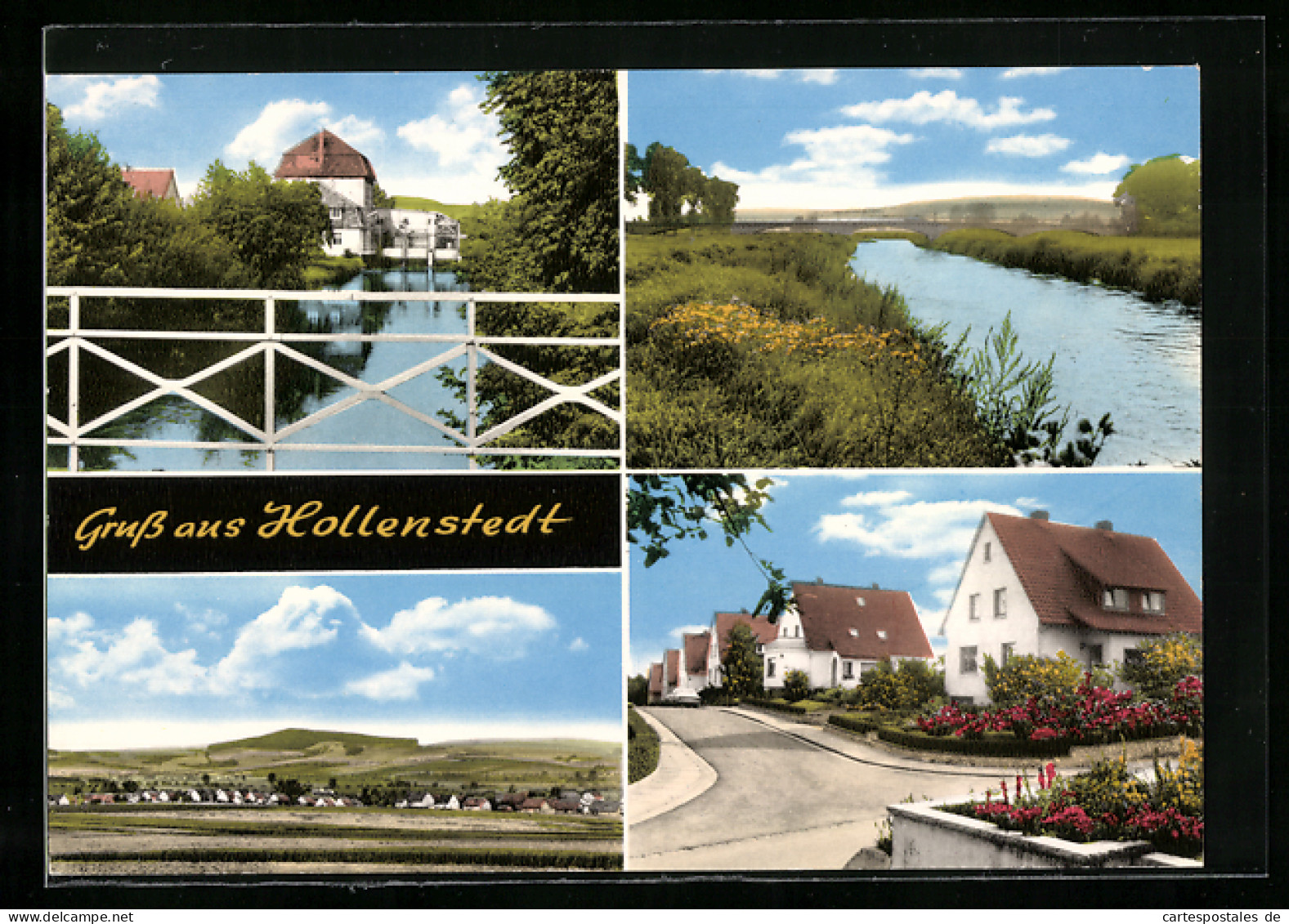 AK Hollenstedt / Leinetal, Strassenpartie mit Wohnhäusern, Blick vom der Brücke, Ortsansicht
