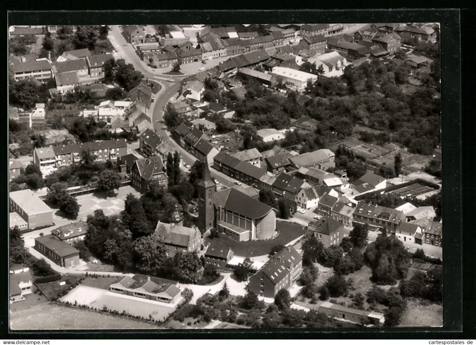 AK Hückelhoven, St. Lambertus, Haus Hückelhoven vom Flugzeug aus
