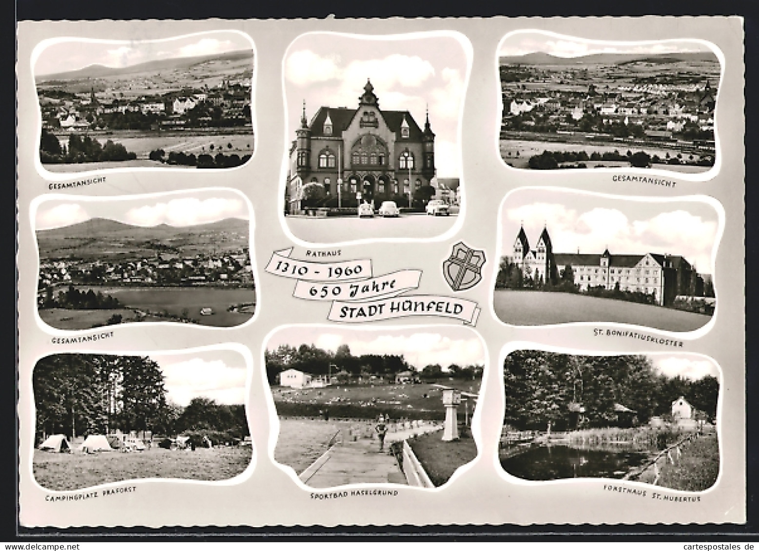 AK Hünfeld, Das Rathaus, Campingplatz, Sportbad Haselgrund, St. Bonifatiuskloster, Forsthaus St. Hubertus
