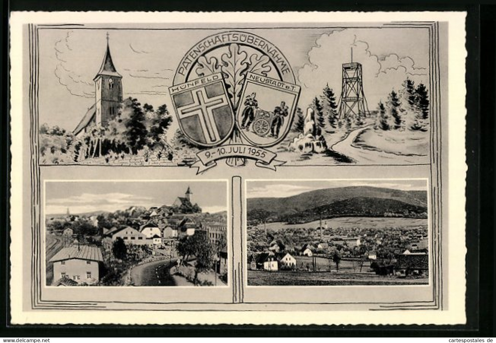 AK Hünfeld, Patenschaftsübernahme Hünfeld-Neustadt a. T., Gesamtansichten