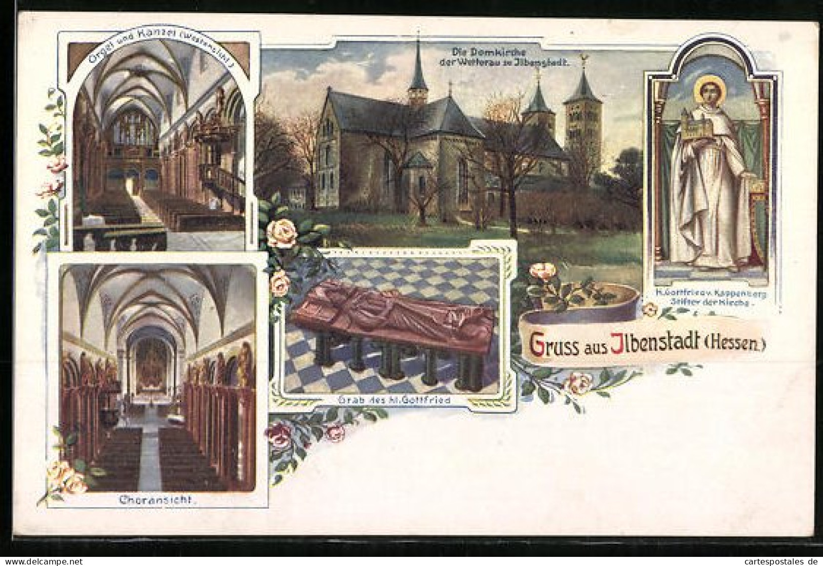 AK Ilbenstadt /Hessen, Domkirche der Wetterau mit Chor und Stiftergrab