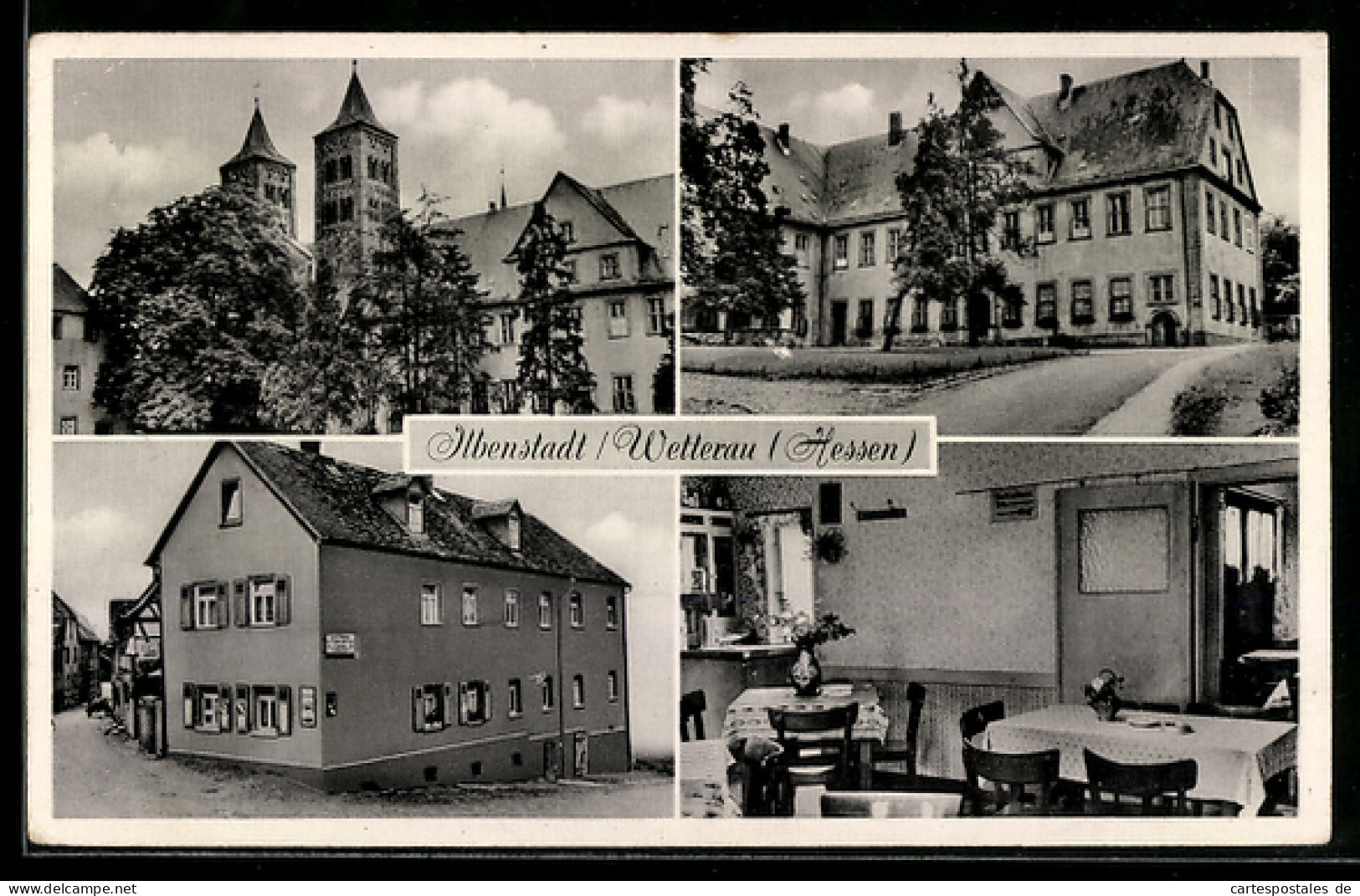 AK Ilbenstadt /Wetterau, Kirche, Gasthaus Zur goldenen Wetterau, Bes. E.-K. Röder