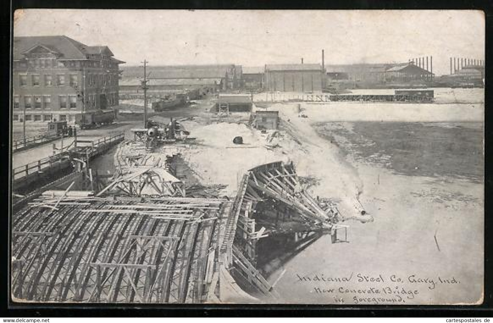 AK Indiana, IN, Indiana Steel Co. Gary. Ind., New Concrete Bridge in foreground