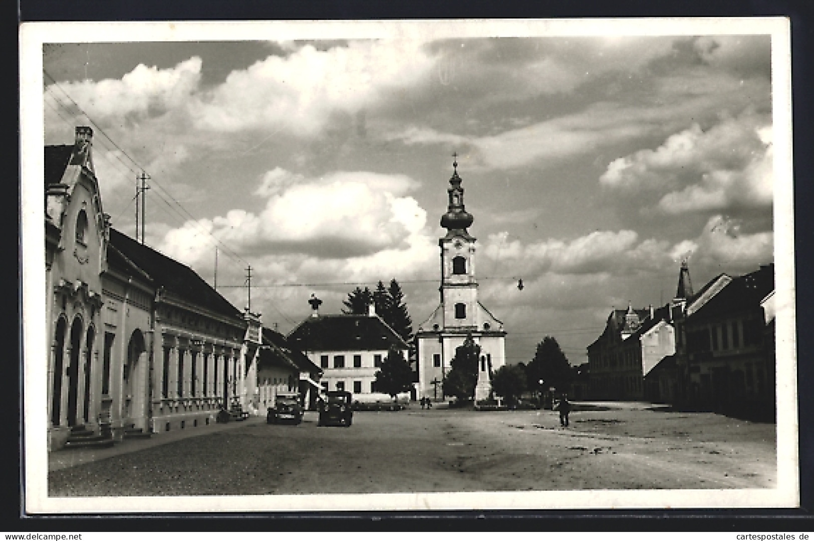 AK Jennersdorf, Teilansicht mit Kirche