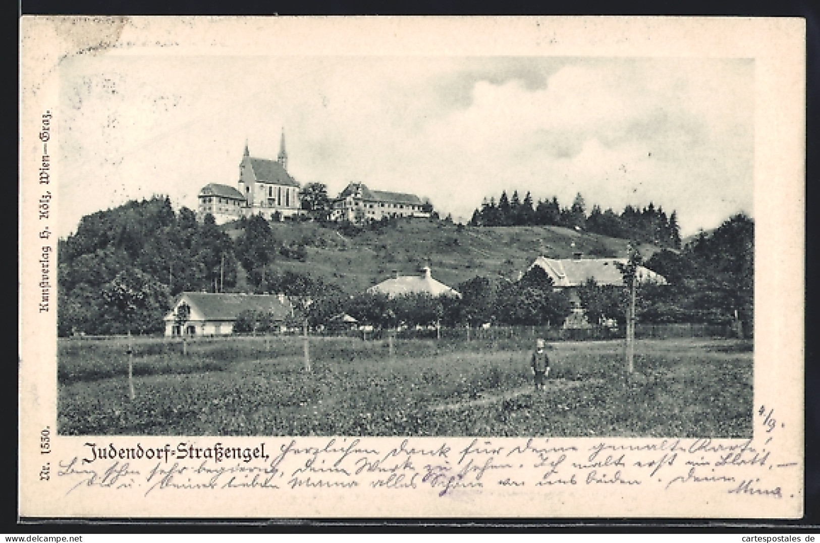 AK Judendorf-Strassengel, Ortspartie mit Kirche