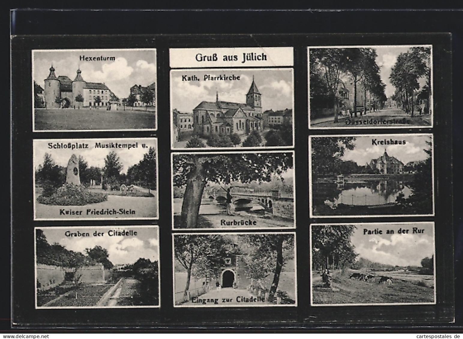 AK Jülich, Katholische Pfarrkirche, Kreishaus, Rurbrücke