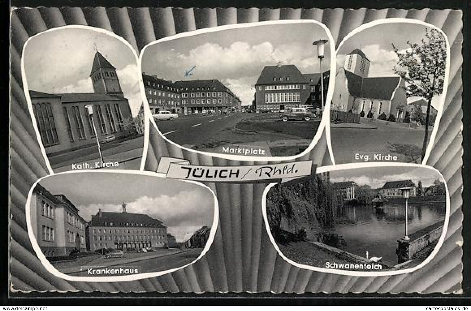 AK Jülich /Rhld., Kath. Kirche, Krankenhaus, Marktplatz