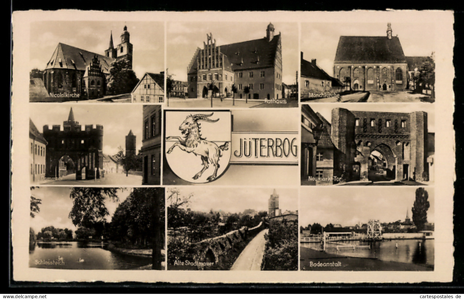 AK Jüterbog, Nicolaikirche, Rathaus, Alte Stadtmauer