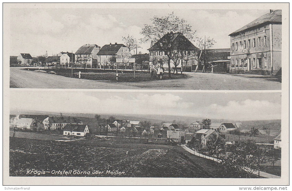 AK Käbschütztal Görna Gasthof Dorfplatz bei Krögis Meissen Schönnewitz Mauna Löthain Miltitz Canitz Pauschütz Löbschütz