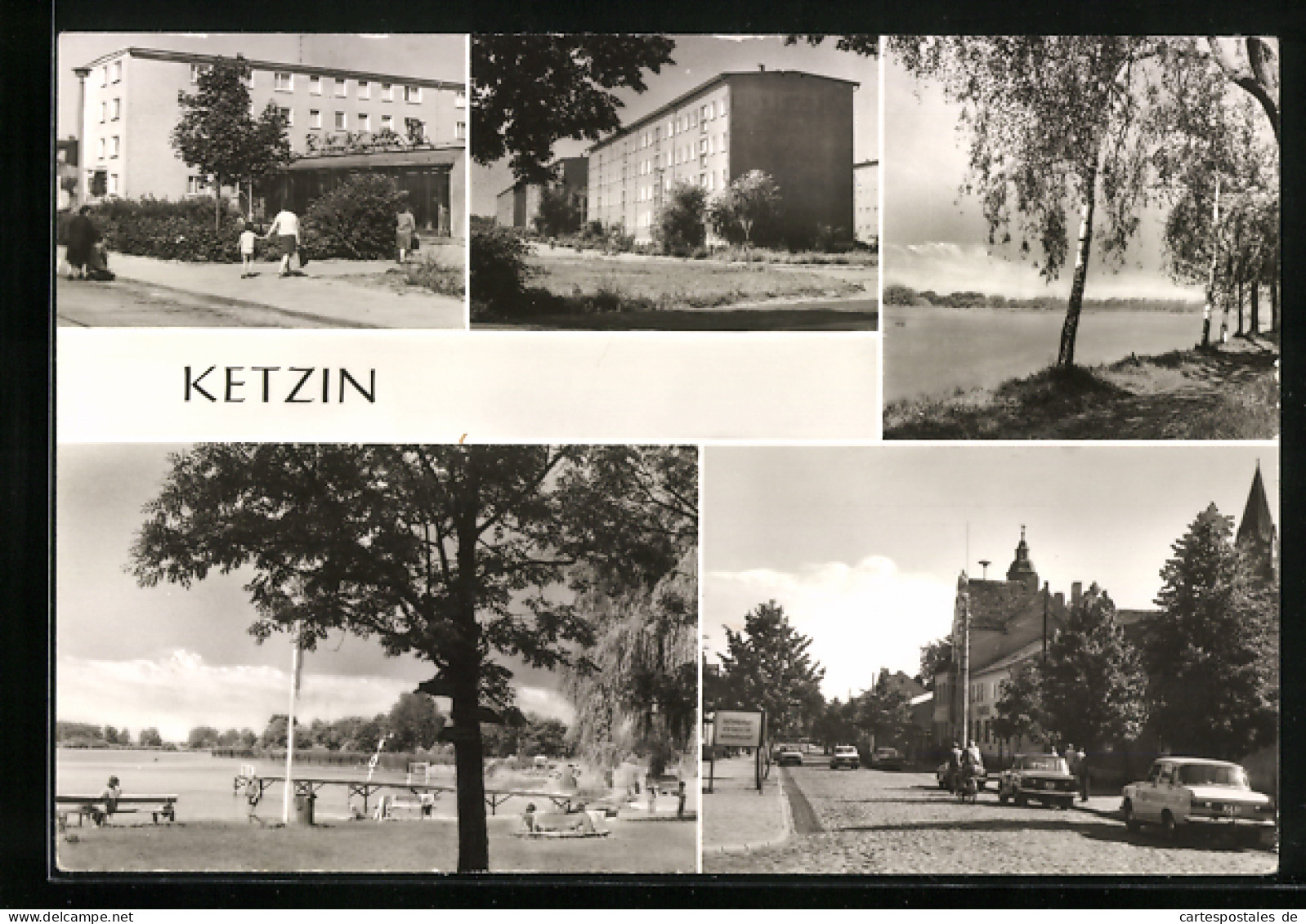 AK Ketzin, Ansichten aus der Ortschaft mit Blick auf die Havel