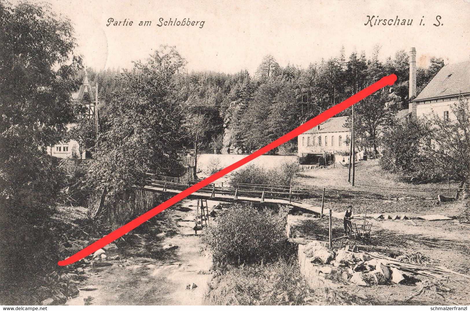 AK Kirschau Partie Am Schloßberg Fabrik Sägewerk Gasthof ? a Schirgiswalde Crostau Wilthen Sohland Rodewitz Großpostwitz