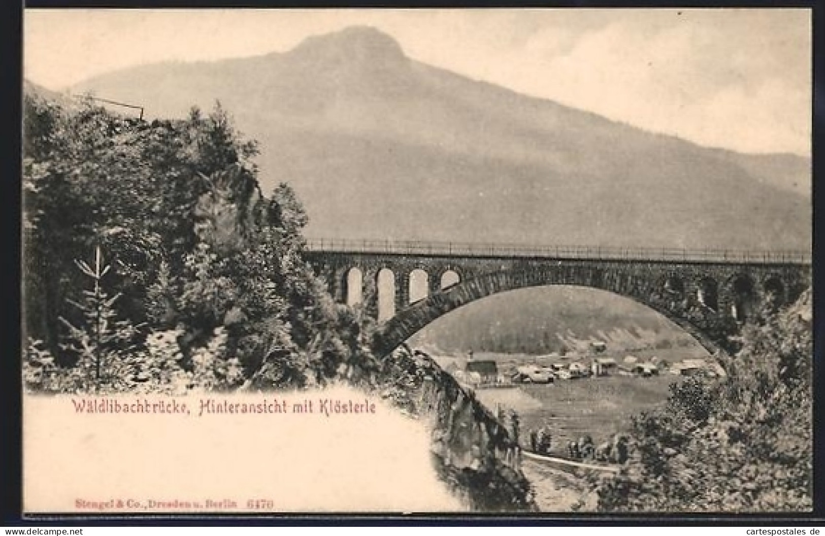 AK Klösterle, Wäldlibachbrücke, Hinteransicht