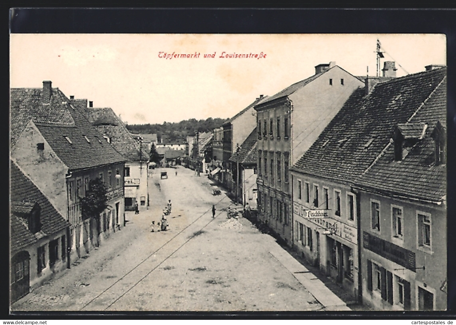 AK Königsbrück, Töpfermarkt mit Louisenstrasse